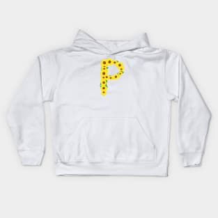 Sunflowers Initial Letter P (White Background) Kids Hoodie